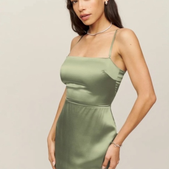 Reformation Oakley Silk Midi Dress in Artichoke - Picture 9 of 11